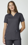 Female Vet Tech Uniform Package with Embroidered UMass Amherst Logo & Name Pewter Top & Wine Pant